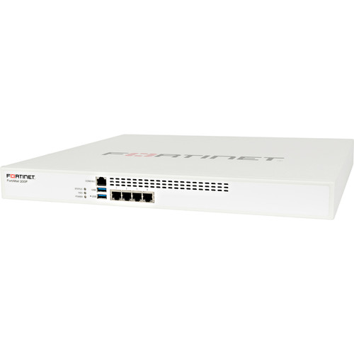 Fortinet FortiMail FML-200F Network Security/Firewall Appliance - 4 Port - 10/100/1000Base-T - Gigabit Ethernet - 4 x RJ-45 - 1U - (FML-200F-BDL-640-12)