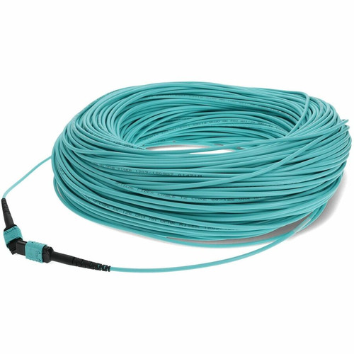 AddOn 150m MPO/UPC to MPO/UPC Aqua OM4 OFNR (Riser-Rated) 12-Strand Fiber Patch Cable - 492.1 ft (150 m) Fiber Optic Network Cable for (Fleet Network)