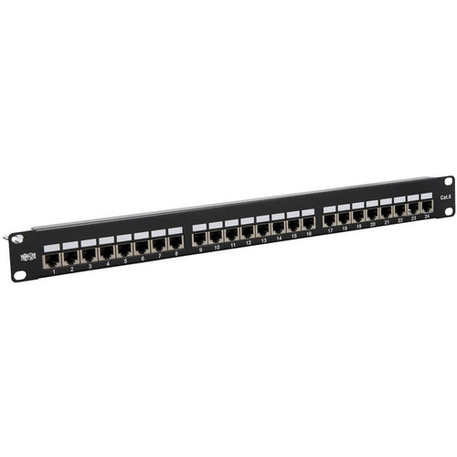 Tripp Lite series N252-024-SH-K Cat6 24-Port Patch Panel, 1U - 24 Port(s) - 24 x RJ-45 - 1U High - Black - Rack-mountable (Fleet Network)