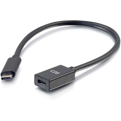 C2G 1ft USB C Extension Cable - 5G 3A - Male to Female - USB Type C - 1 ft (0.30 m) USB Data Transfer Cable for Smartphone, Notebook, (28655)