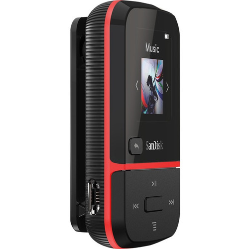 SanDisk Clip Sport Go 32 GB Flash MP3 Player - Red - FM Tuner, Voice Recorder - 1.2" (30.99 mm) LCD - Bluetooth - MP3, AAC, Audible - (Fleet Network)