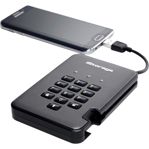iStorage diskAshur PRO2 500 GB Portable Rugged Hard Drive - 2.5" External  - Thin Client Device Supported - USB 3.2 (Gen 1) Type A - - (IS-DAP2-256-500-C-X)