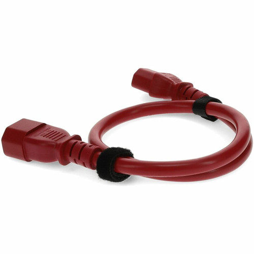 AddOn ADD-C132C1418AWG4FTRD Standard Power Cord - 4ft C14 Male to C13 Female 18 AWG 250V 10A Lockable Red PVC SJT