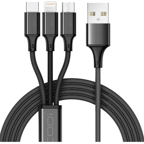 CODi USB Fast Multi Charging Cable - 4 ft (1.22 m) Lightning/Micro-USB/USB Data Transfer Cable for Tablet, Mobile Phone, Wireless - C, (Fleet Network)