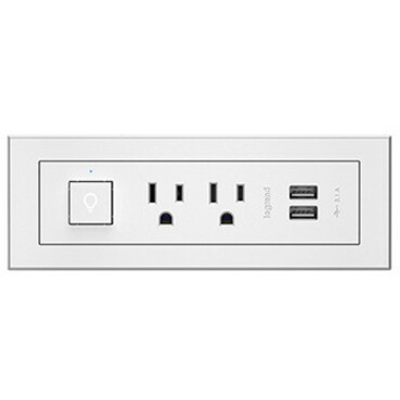 Legrand Furniture Power 2-Outlet with Switching and USB-A Unit- White - 125 V AC / 15 A Rectangular Flange Mount, Tabletop (RDSZWH)