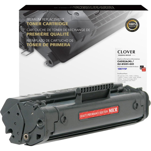 Clover Technologies Remanufactured MICR Laser Toner Cartridge 92A, EP-22 (C4092A, 02-81031-001, C4092A(M), 1550A003, 1550A003AA, - - (Fleet Network)