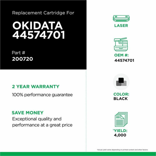 Compatible CIG 200720 Laser Toner Cartridge - Black - 4000 Page Yield - with OKI 44574701 - 44574702