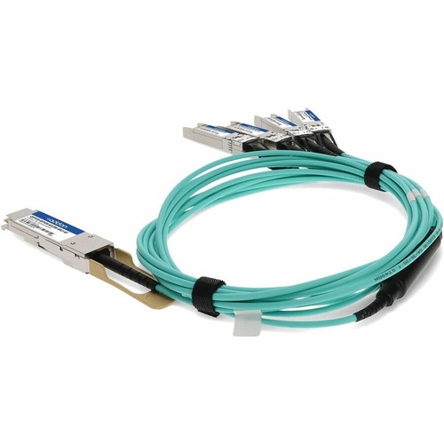 AddOn QSFP28-4SFP28-AOC3M-ARCJ-AO 100GBase-AOC QSFP28 to 4xSFP28 Active Optical Cable - 3m OM3 Multimode - Blue - TAA Compliant