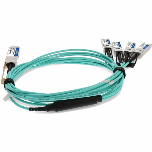 AddOn QSFP28-4SFP28-AOC3M-ARCJ-AO 100GBase-AOC QSFP28 to 4xSFP28 Active Optical Cable - 3m OM3 Multimode - Blue - TAA Compliant