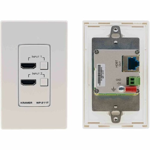 Kramer WP-211T Faceplate - 2 x Total Number of Socket(s) - Wall Mount - White, Black - 2 x HDMI Port(s) - 1 x RJ-45 Port(s) (Fleet Network)