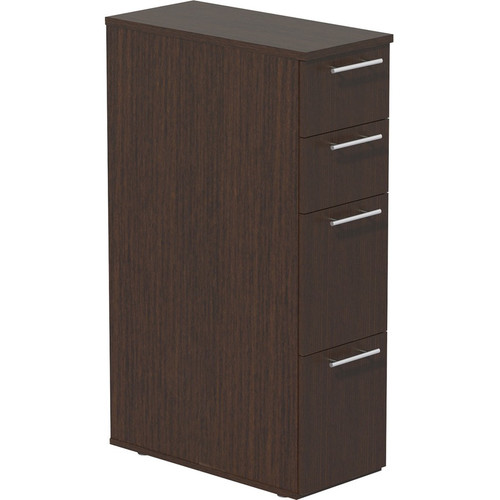 Safco Medina Skinny Pedestal, Tall - 3-Drawer - 3 Drawer(s) - Material: Medium Density Fiberboard (MDF) - Finish: Mocha (Fleet Network)