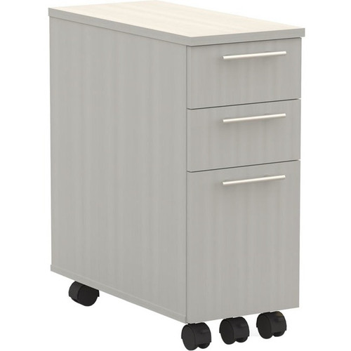 Safco Medina Skinny Pedestal - 3-Drawer - 3 Drawer(s) - Material: Medium Density Fiberboard (MDF) - Finish: Textured Sea Salt (Fleet Network)