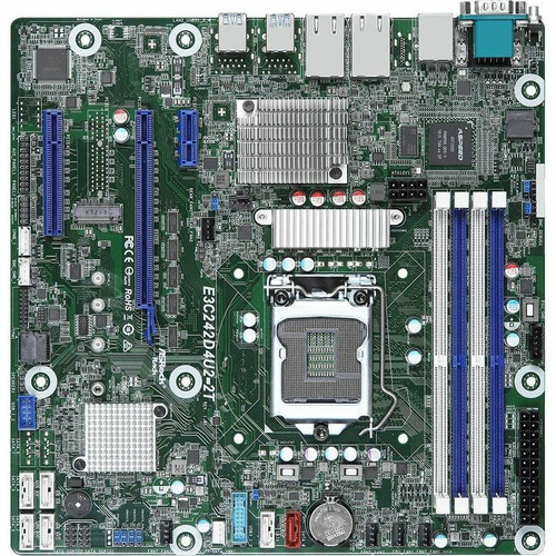 ASRock Micro ATX Server Motherboard LGA-1151 Socket Intel Chipset Xeon E Ready 32 GB RAM Support Processor Supported E3C242D4U2-2T