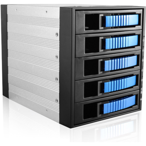 iStarUSA 5.25 Drive Enclosure With Serial ATA 600 Host Interface Internal Hot Swappable 5 Bay Black Blue ATA/600 Bays For HDD X BPU-350HD-BLUE