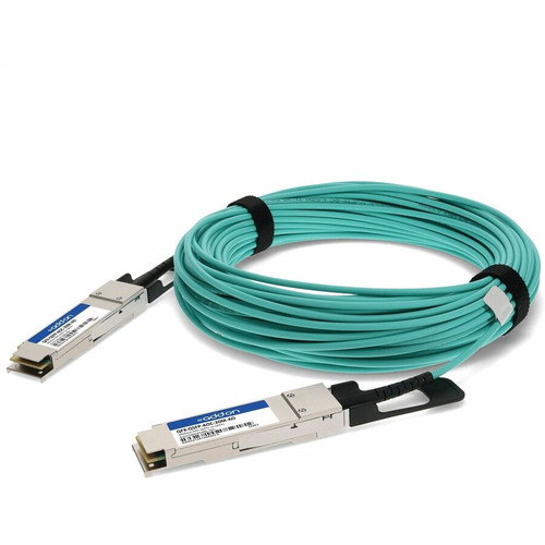 AddOn Juniper Networks Compatible TAA Compliant 40GBase-AOC QSFP+ to QSFP+ Active Optical Cable (850nm, MMF, 20m) - 65.6 ft (20 m) for (Fleet Network)
