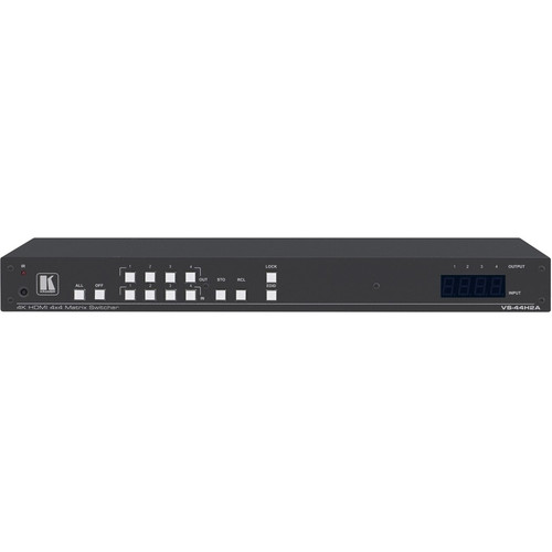 Kramer VS-44H2A 4x4 4K HDR HDMI 2.0 HDCP 2.2 Matrix Switcher with Audio De-embedding - 4K - Twisted Pair - 4 x 4 - Display - 4 x HDMI (Fleet Network)
