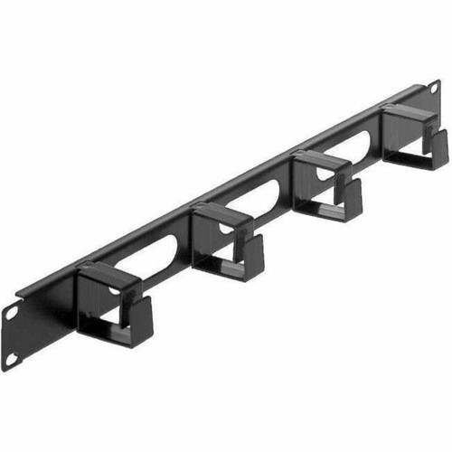 Intellinet 19" Cable Management Panel, 1U, 4 short plastic rings, Black - Cable Management Panel - Jet Black - 1U Rack Height x 19" - (711050)
