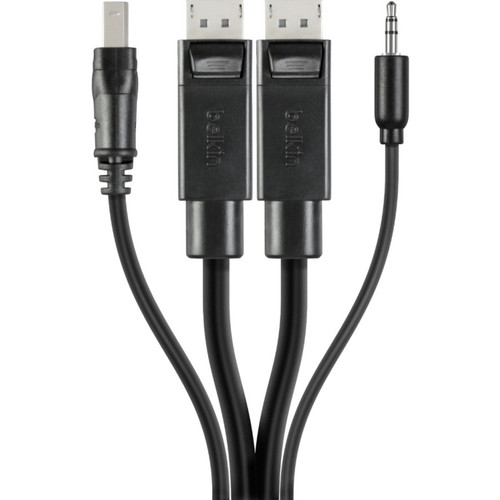 Belkin TAA DUAL DP/USB/AUD SKVM CBL, DP M/M; USB A/B, 10' - 10 ft (3.05 m) DisplayPort/Mini-phone/USB KVM Cable for KVM Switch, Device (F1D9020B10T)