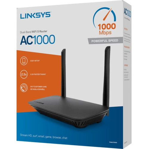 Linksys E5350 Dual-Band AC1000 Wi-Fi 5 Wireless Router - 2x External Antennas - 125 MB/s - 4 LAN + 1 WAN Ports - Fast Ethernet - Desktop/Wall