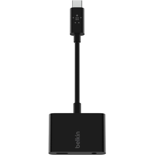 Belkin RockStar 3.5mm Audio + USB-C Charge Adapter - Mini-phone/USB Audio Cable for Audio Device, Smartphone, Charger - First End: 1 x (F7U080BTBLK)