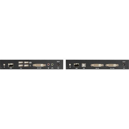 Black Box KVXLCF-100 LC100 Series KVM Extender - DVI Transmitter & Receiver Fiber Link - 1920 x 1200 - USB 2. 0 - 5V DC - Desktop