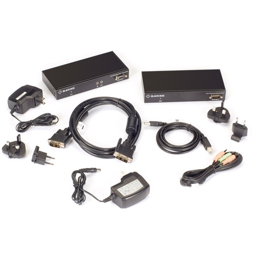 Black Box KVXLCF-100 LC100 Series KVM Extender - DVI Transmitter & Receiver Fiber Link - 1920 x 1200 - USB 2. 0 - 5V DC - Desktop
