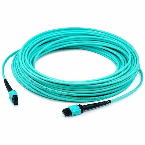AddOn 90m MPO/UPC to MPO/UPC Aqua OM4 Armored 12-Strand Fiber Patch Cable - 295.3 ft (90 m) Fiber Optic Network Cable for Network - 1 (Fleet Network)