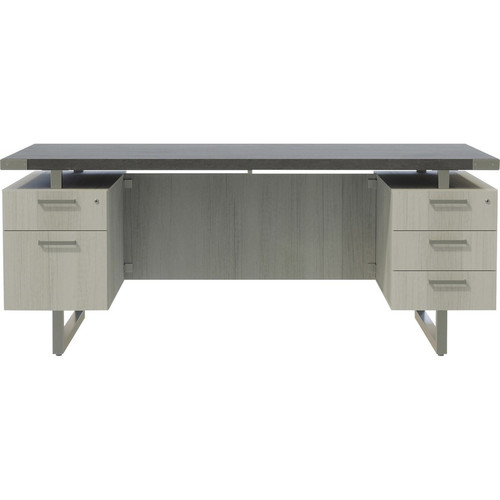 Mayline Mirella Box-File/3-Box Freestanding Desk - 5 x Box, File Drawer(s) - Double Pedestal - Material: Laminate, Particleboard - (Fleet Network)