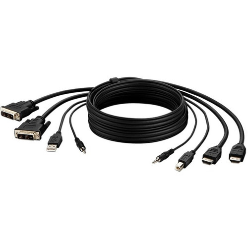 Belkin TAA 2 DVI t-to HDMI/USB/AUD CBL, VD MM; USB A/B, 6' - 6 ft (1.83 m) DVI-I/HDMI/Mini-phone/USB KVM Cable for KVM Switch, Server, (Fleet Network)
