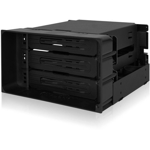 Icy Dock FlexiDOCK Internal 5.25 Inch Drive Enclosure Serial ATA 600 Hot Swappable 3 Bay Black Interface ATA/600 Bays Host For HDD X MB830SP-B