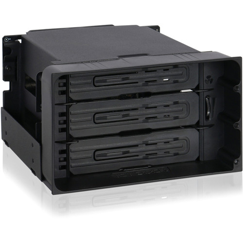 Icy Dock FlexiDOCK Internal 5.25 Inch Drive Enclosure Serial ATA 600 Hot Swappable 3 Bay Black Interface ATA/600 Bays Host For HDD X MB830SP-B