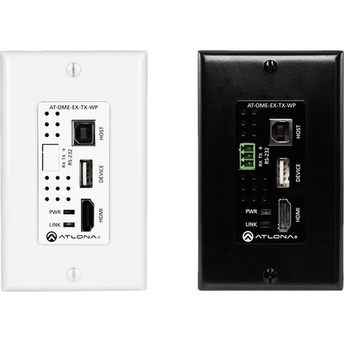Atlona Wallplate Transmitter for HDMI with USB - 1 Input Device - 330 ft (100584 mm) Range - 1 x Network (RJ-45) - 2 x USB - 1 x HDMI (Fleet Network)