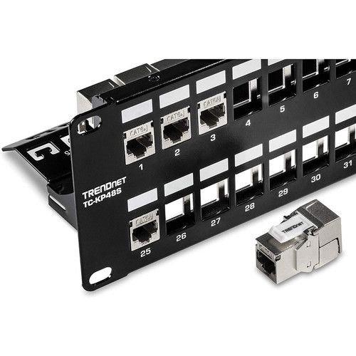 TRENDnet 48-Port Blank Keystone Shielded 2U HD Patch Panel, TC-KP48S, 2U 19" Metal Rackmount Housing, Network Management Panel, with - (TC-KP48S)