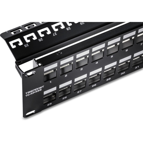 TRENDnet 48-Port Blank Keystone Shielded 2U HD Patch Panel, TC-KP48S, 2U 19" Metal Rackmount Housing, Network Management Panel, with - (TC-KP48S)