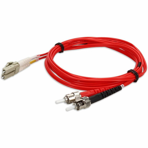AddOn 10m ST to LC Red OM2 Duplex OFNR (Riser-Rated) TAA Fiber Patch Cable - 32.8 ft (10 m) Fiber Optic Network Cable for Network Hub, (Fleet Network)