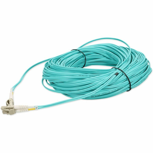 AddOn 73m LC to LC Aqua OM4 Duplex OFNP (Plenum-Rated) Fiber Patch Cable - 239.5 ft (73 m) Fiber Optic Network Cable for Network - 2 x (Fleet Network)