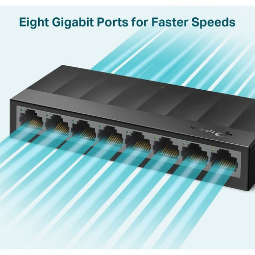 TP-Link 8-Port 10/100/1000Mbps Desktop Switch - 8 Ports - Gigabit Ethernet - 10/100/1000Base-T - 2 Layer Supported - 2.70 W Power - - (LS1008G)