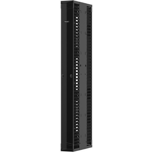 Panduit Dual Sided Manager - Vertical Cable Manager - Black - 45U Rack Height - Steel, Acrylonitrile Butadiene Styrene (ABS), Metal - (PE2VD12)