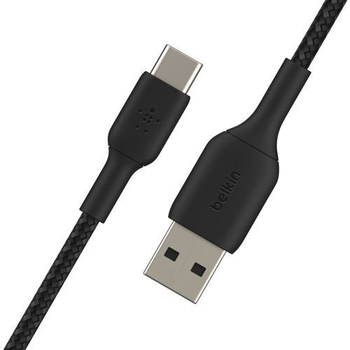 Belkin Braided USB-C to USB-A Cable (1m / 3.3ft, Black) - 3.3 ft (1.01 m) USB-C/USB-A Data Transfer Cable for Smartphone, Tablet, Pro, (CAB002BT1MBK)