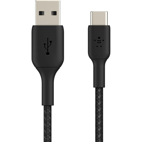 Belkin Braided USB-C to USB-A Cable (1m / 3.3ft, Black) - 3.3 ft (1.01 m) USB-C/USB-A Data Transfer Cable for Smartphone, Tablet, Pro, (CAB002BT1MBK)