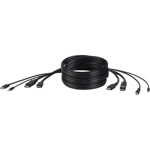 Belkin TAA DUAL (1) HDMI-HDMI (1) DP-DP/USB/AU CBL - 6 ft DisplayPort/HDMI/Mini-phone/USB KVM Cable for KVM Switch, Server, Computer, (Fleet Network)
