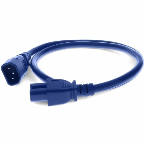 AddOn 4ft C14 Male to C15 Female 14AWG 100-250V at 15A Blue Power Cable - 14 Gauge - 250 V / 15 A, 100 V - Blue - 4 ft (1.22 m) Cord - (Fleet Network)