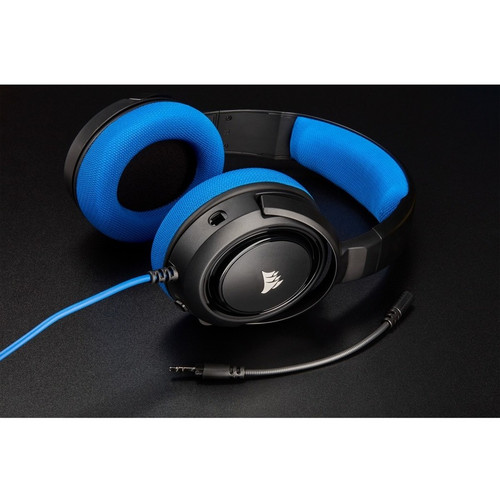 Corsair Blue Wired Stereo Gaming Headset With 32 Ohm Drivers And Full 20 Hz To kHz Audio Range Over-the-head Mini-phone Binaural CA-9011196-NA