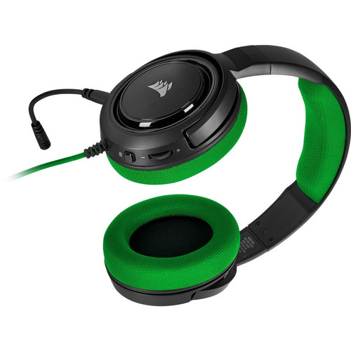 Corsair Green Wired Stereo Gaming Headset With 32 Ohm Drivers And 20 Hz To kHz Frequency Coverage Over-the-head Mini-phone Binaural CA-9011197-NA