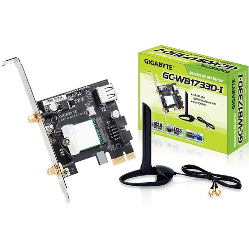 Gigabyte IEEE 802.11ac Bluetooth 5.0 Wi-Fi/Bluetooth Combo Adapter for Desktop Computer - PCI Express - 1.69 Gbit/s - 2.40 GHz ISM - 5 (Fleet Network)