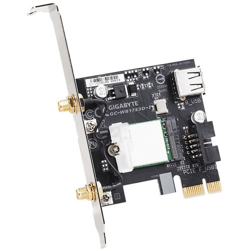 GIGABYTE IEEE 802.11ac Bluetooth 5.0 Wi-Fi/Bluetooth Combo Adapter for Desktop Computer - PCI Express - 1.69 Gbit/s - 2.40 GHz ISM - 5 (GC-WB1733D-I)