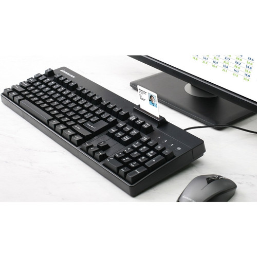 IOGEAR Integrated Keyboard/CAC Reader - Cable Connectivity - USB 2.0 Type A Interface - 104 Key(s) - Desktop Computer, Notebook - Card (GKBSR202TAA)