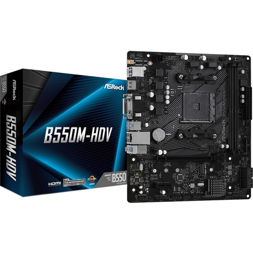 ASRock B550M-HDV Desktop Motherboard - AMD B550 Chipset - Socket AM4 - Micro ATX - 64 GB DDR4 SDRAM Maximum RAM - DIMM, UDIMM - 2 x - (Fleet Network)