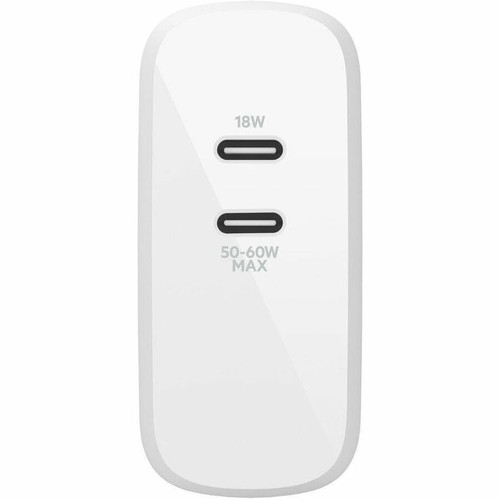 Belkin BoostCharge Dual USB-C Power Delivery GaN Wall Charger 68W Laptop Chromebook Charging - Power Adapter - 68 W (WCH003DQWH)