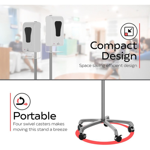 Heavy-Duty Mobile Automatic Soap Dispenser Stand Chrome Plated Floor Mount For High Traffic Digital CTA SAN-HFSD